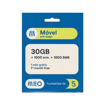 Cartão sim meo m movel 5gb + 1000min/sms + 1 month validity