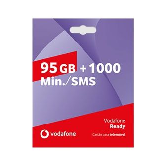 Cartao sim vodafone ready 95gb+1000min./sms inclui 4 semanas de tarifario